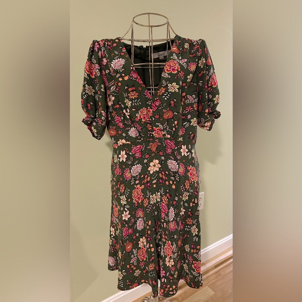 LOFT Floral Green Dress